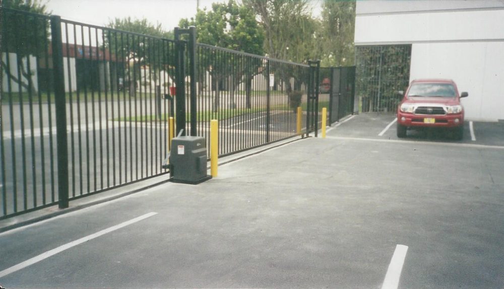 Commercial sliding gate at a parking structure